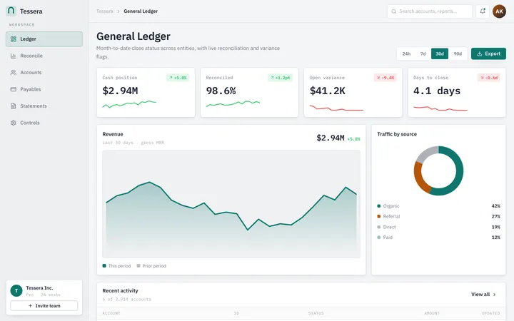 Ledger design skill — live UI demo