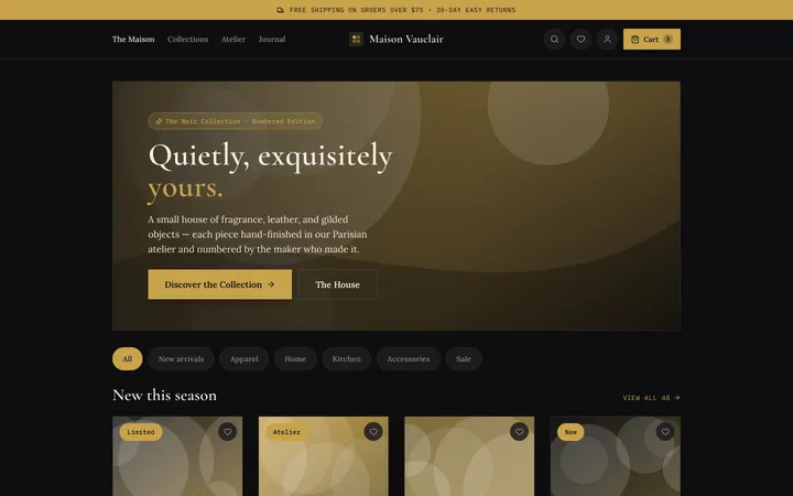 Luxury design skill — live UI demo